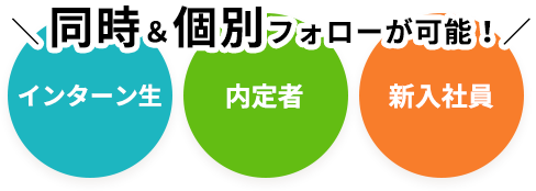 インターン生・内定者・新入社員　同時・個別フォローが可能！
